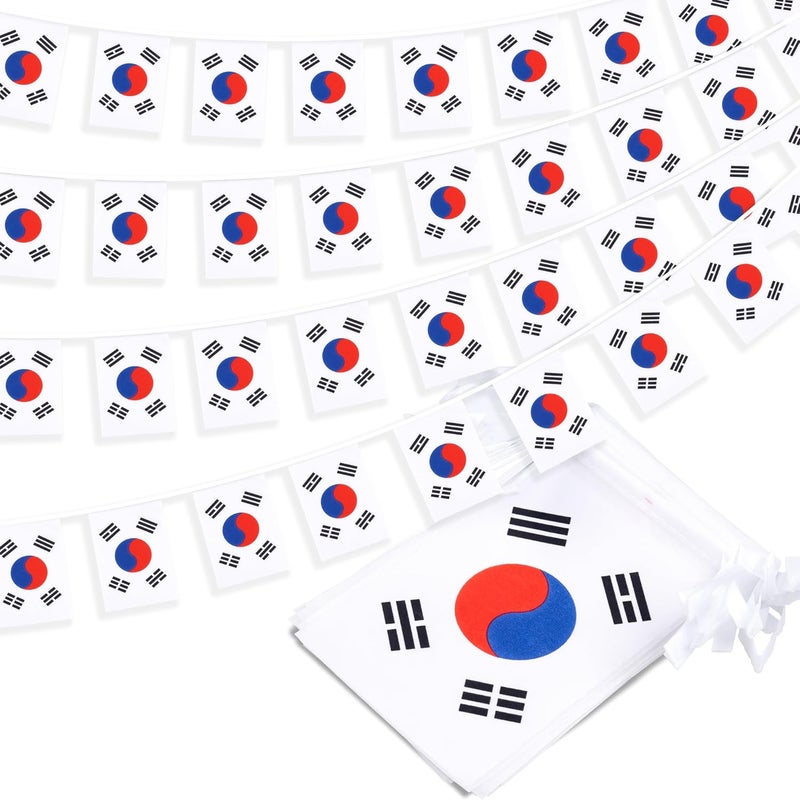 MVPRING Korea String Flag Pennant Banner, Small Mini Korean Flags Bunting Banner, National Country Decoration for School, Party, Sports Events, 33 Feet 30 Flags - Image 1